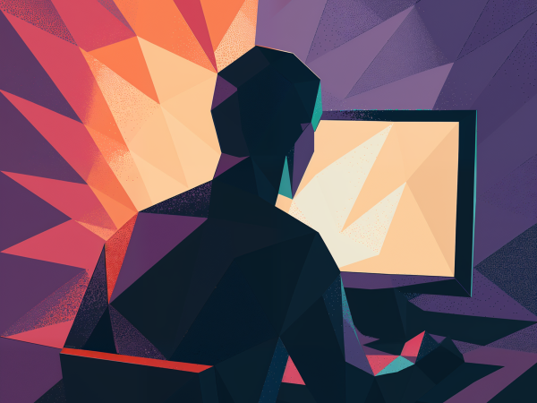 AI generated art of man looking at a screen