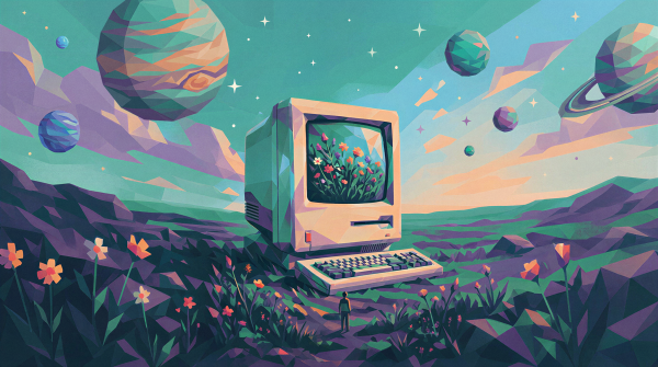 AI generated image of old desktop computer