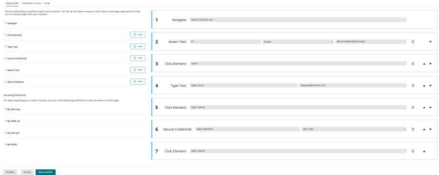 steps for your synthetic monitor screen capture