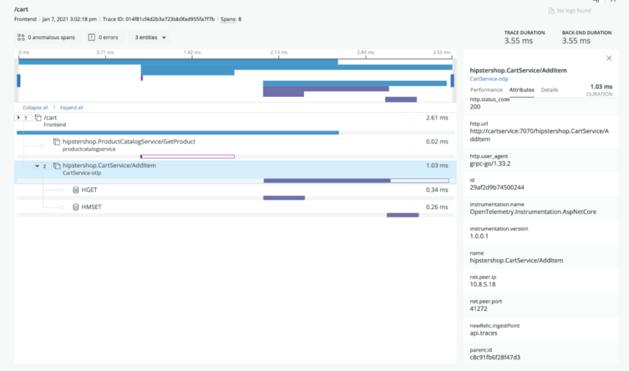 transaction trace screenshot