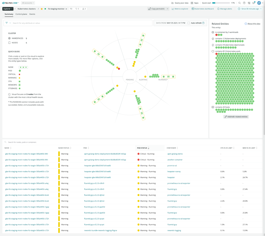 Kubernetes Cluster Explorer Applications in a Pod