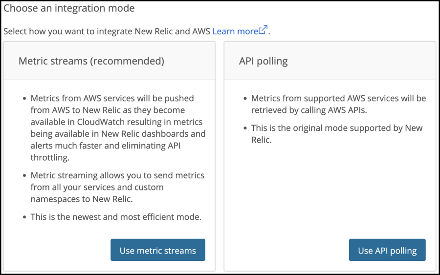 Amazon Metric Streams New Integration