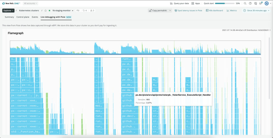 Le débogage et des informations au niveau du code avec des flamegraphs