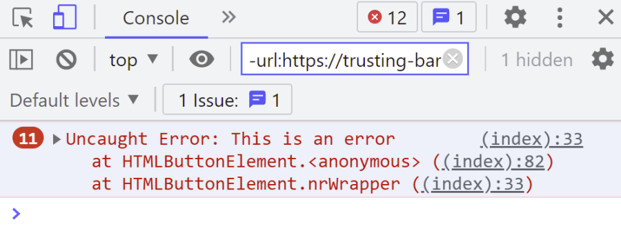 example error in web browser console