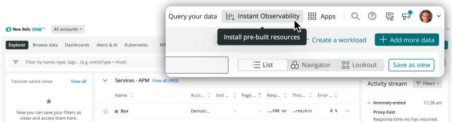 Bouton Instant Observability