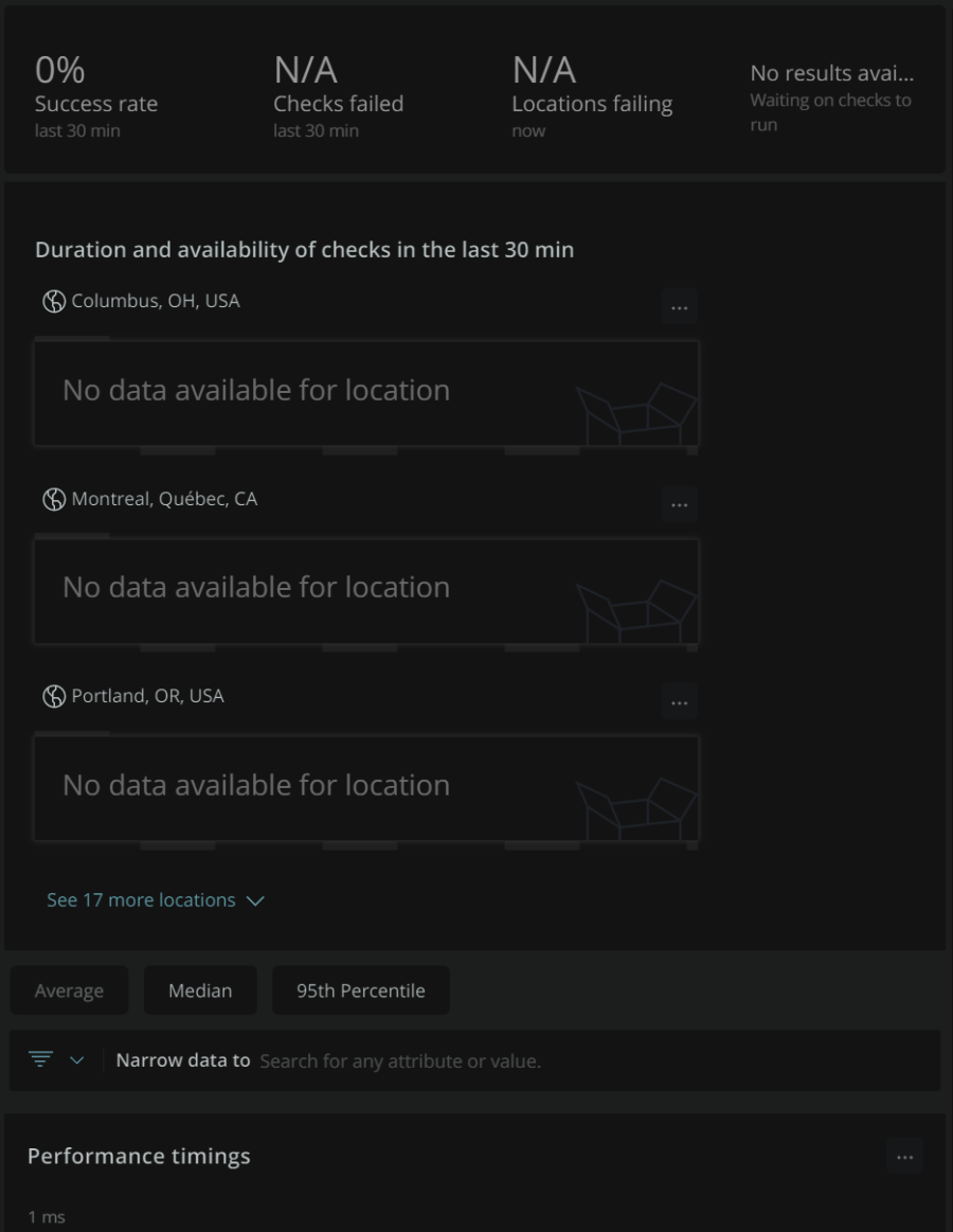 New Relic summary page before a monitor is added