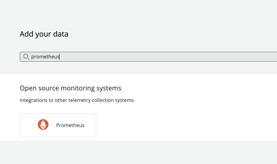 Search for Prometheus to see the integration for Prometheus button.