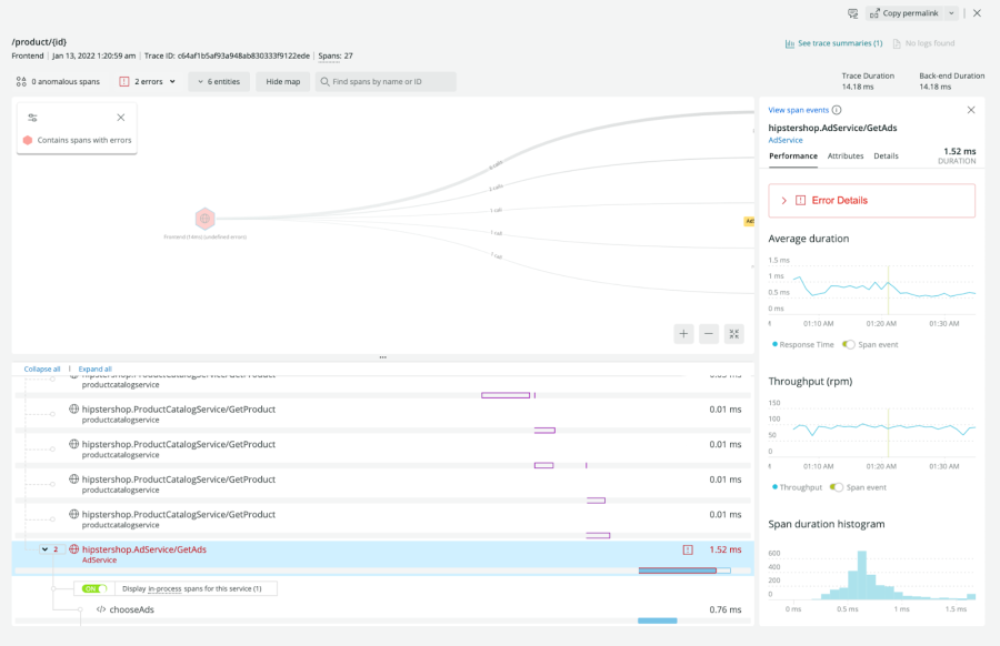 Cadre Error Details indiquant les détails sur les erreurs mises en surbrillance dans l'interface utilisateur