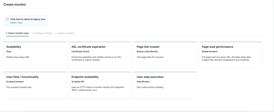 New Relic synthetic monitoring, create monitor screen shot