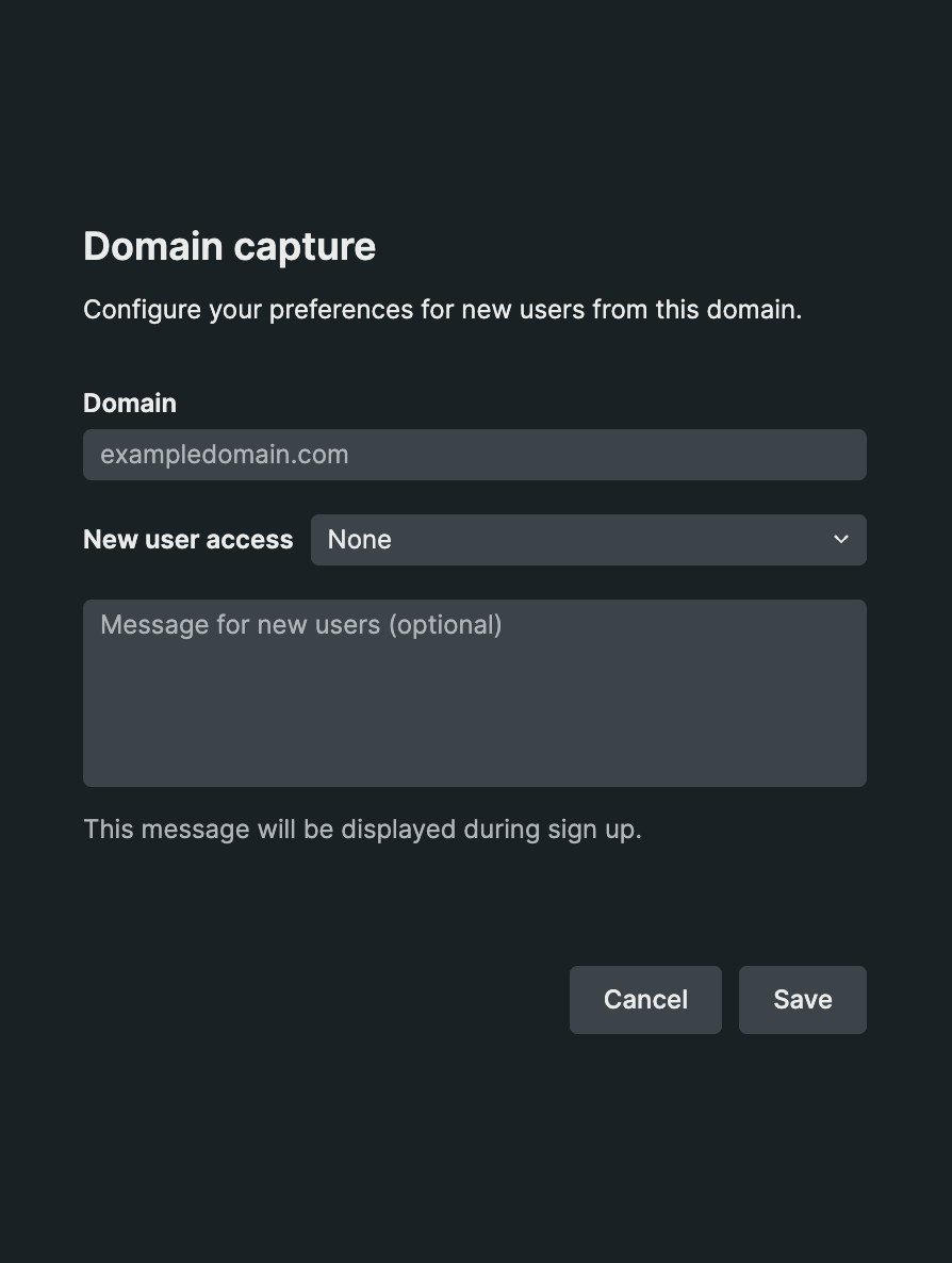 Interface des préférences de capture des domaines dans New Relic