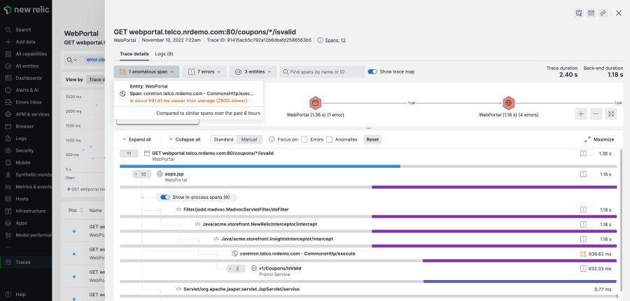 Traçage distribué de New Relic