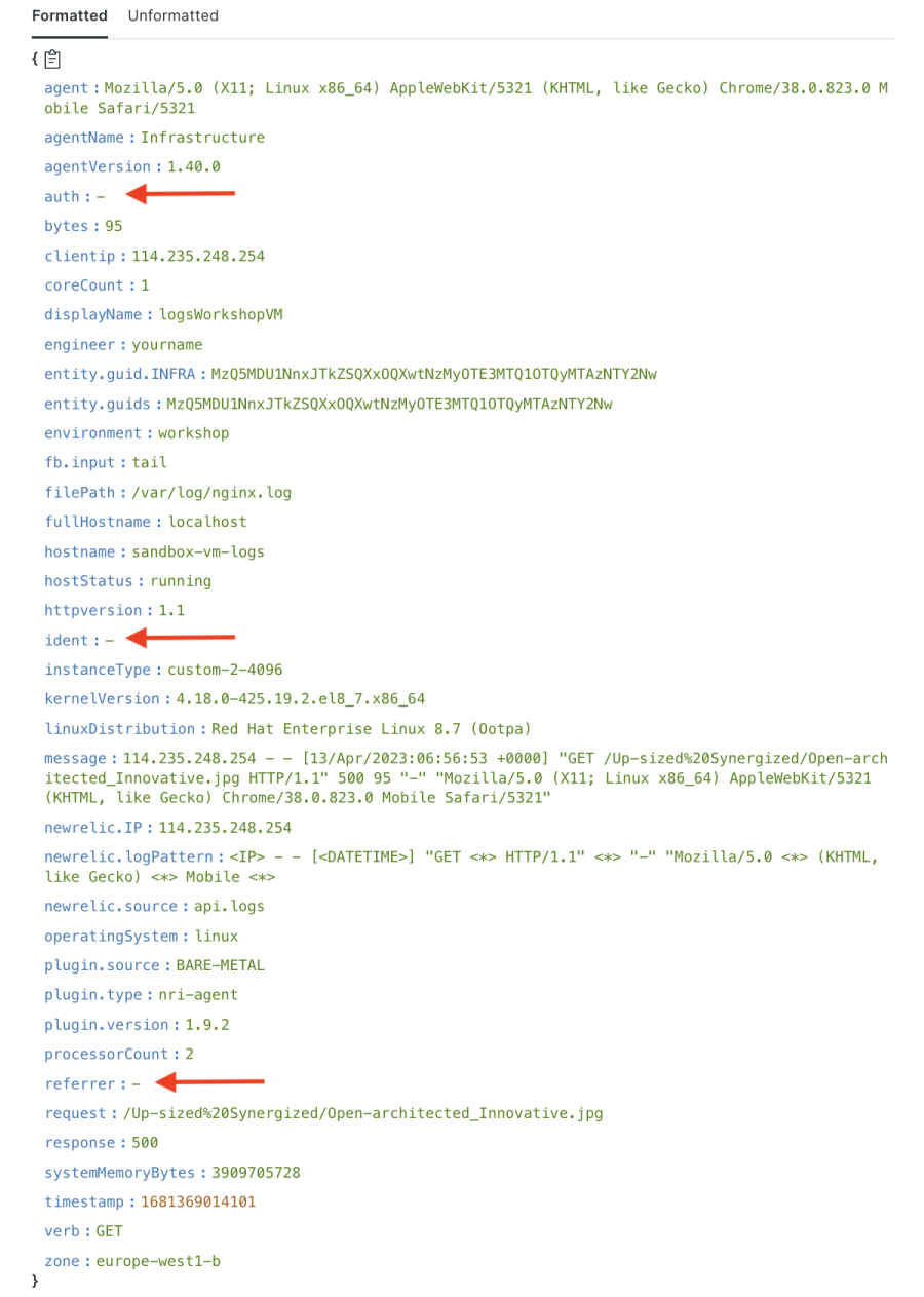 Results before a drop filter