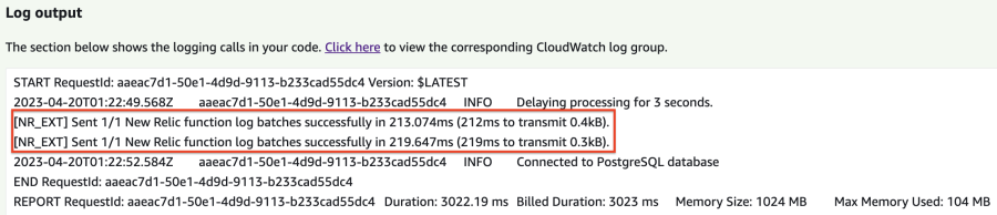 Check for the logs output