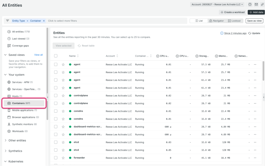 Navigate to your New Relic account to view your fresh Kubernetes data