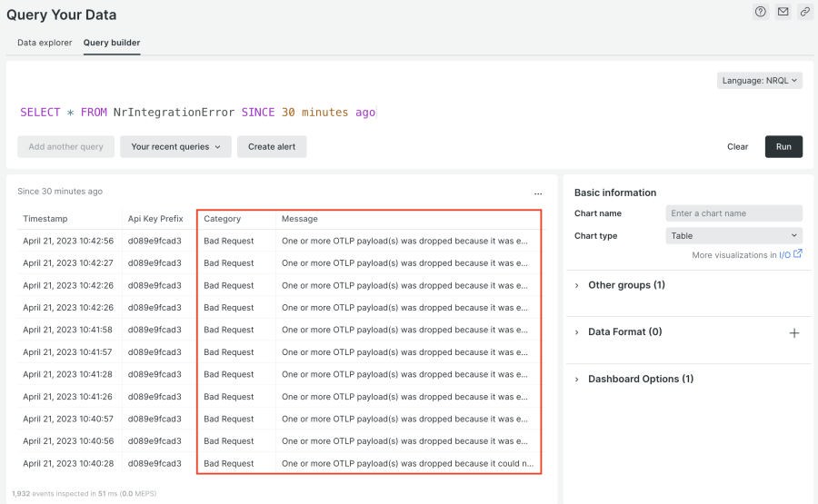 erreur de log capturée via l'événement NrIntegrationError