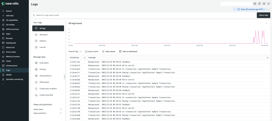 Logs in Context with New Relic