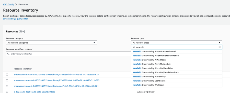 AWS Configのリソースインベントリ画面