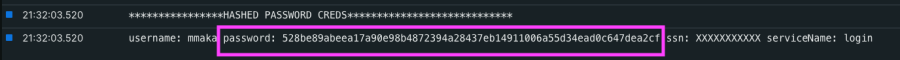 The password is obfuscated using the hashing technique in the SHA-256 form.