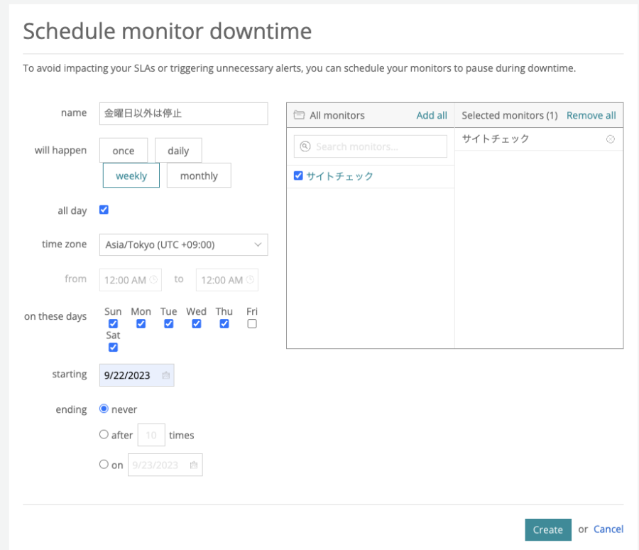 downtime except for Friday