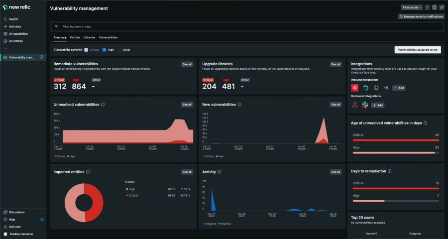 Vulnerability management in New Relic