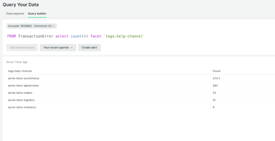 Visualisierung von Tags in New Relic