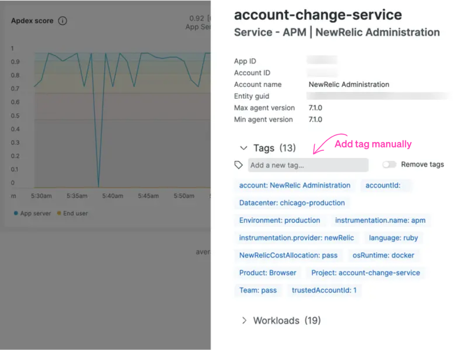 Manuelles Hinzufügen von Tags in New Relic
