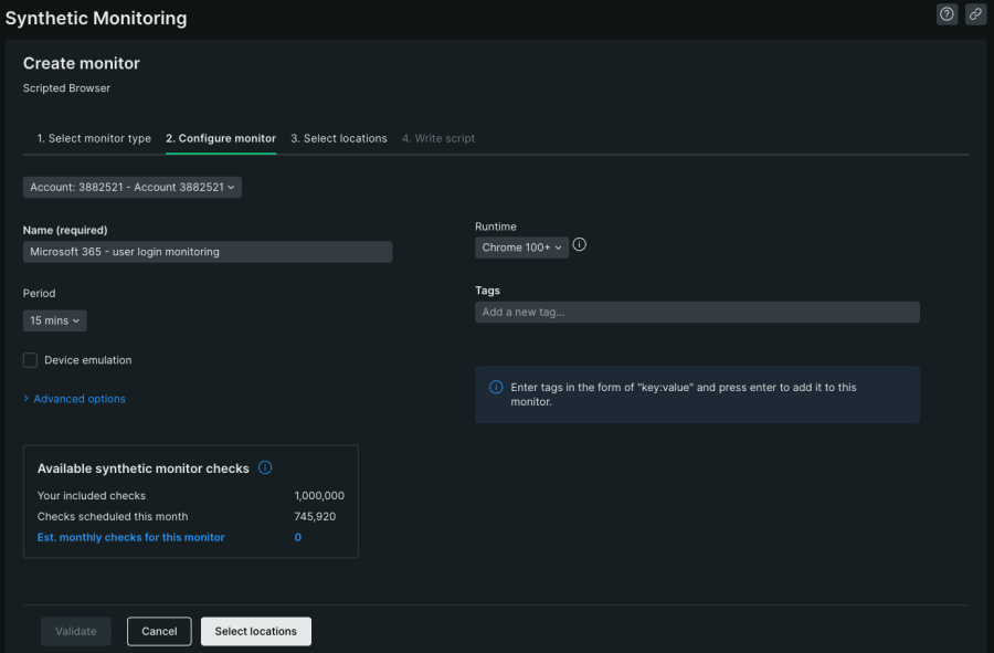 user login configure monitor