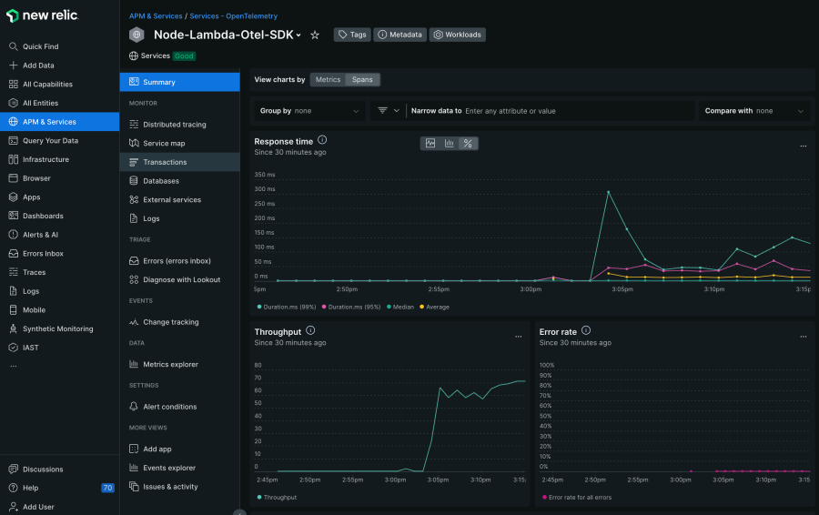 Instrumenting AWS Lambda functions with OpenTelemetry SDKs New Relic