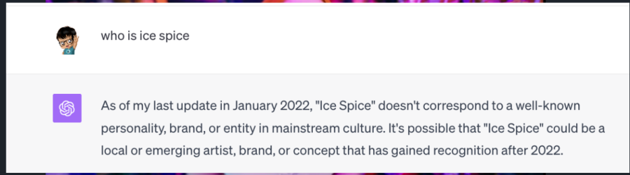 Chat GPT prompt "who is ice spice"