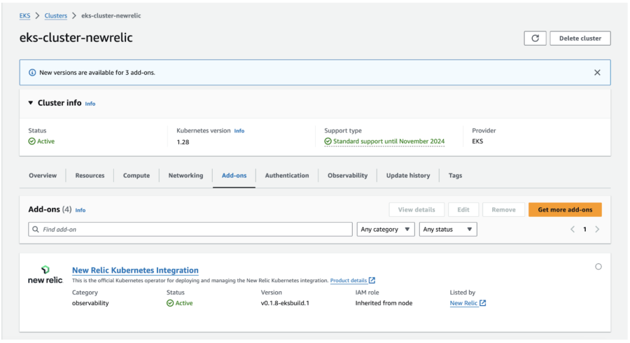 Module New Relic EKS installé