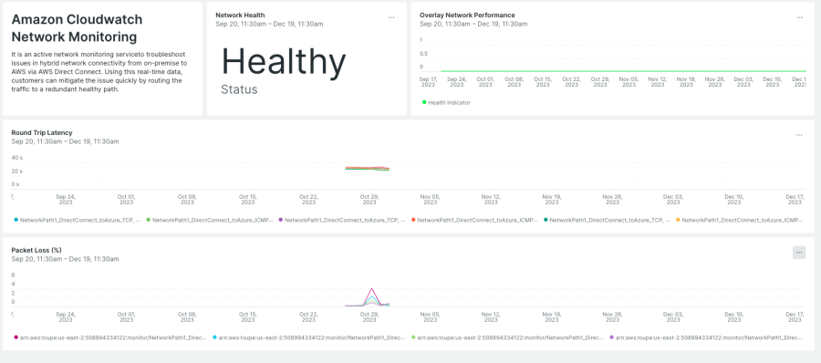 Dashboard New Relic montrant que le monitoring réseau est actif