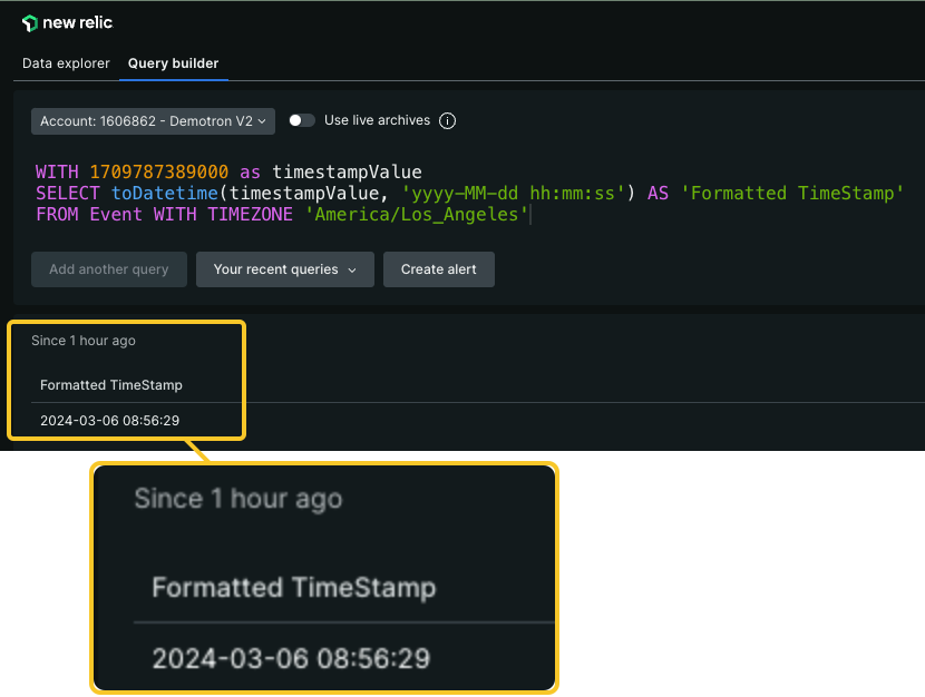 Clause NRQL Datetime WITH