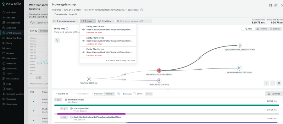 Captura de tela do produto New Relic