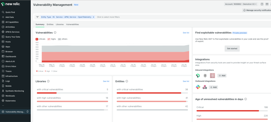 New Relic product screenshot