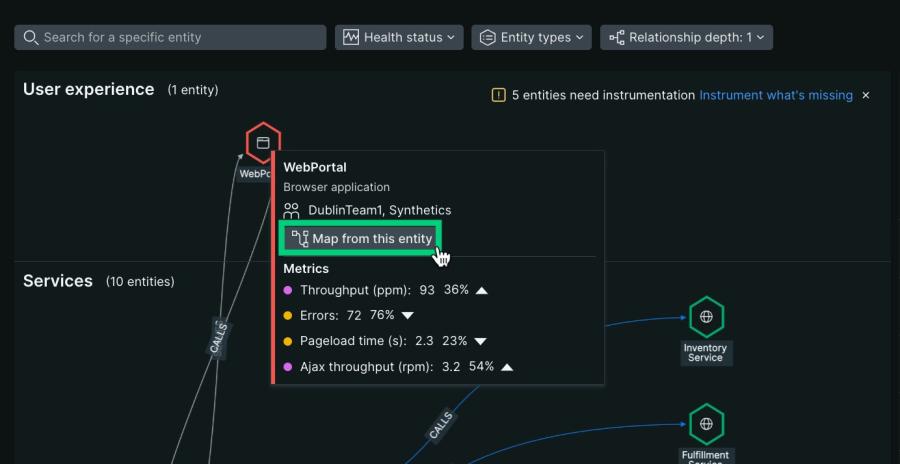 Full entity map UI screenshot