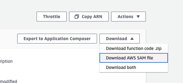 Download aws SAM file