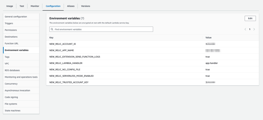 Lambda environment variables