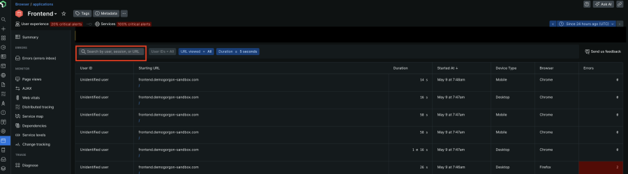 search by user identity