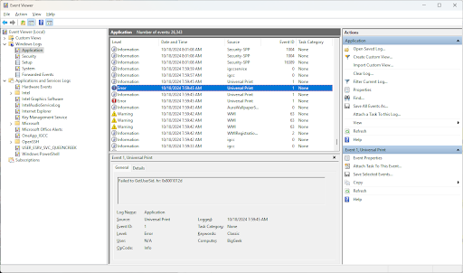 example window logs type
