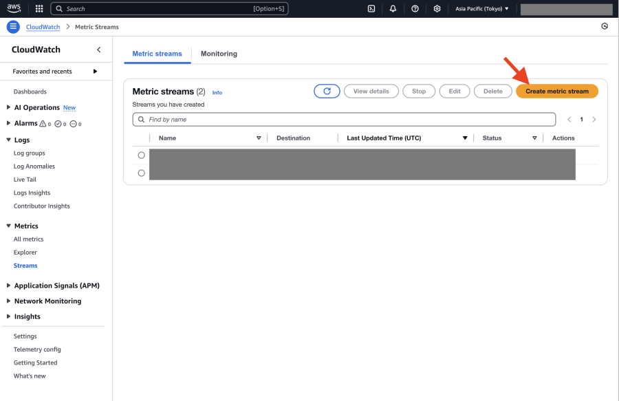 Create Metric Stream