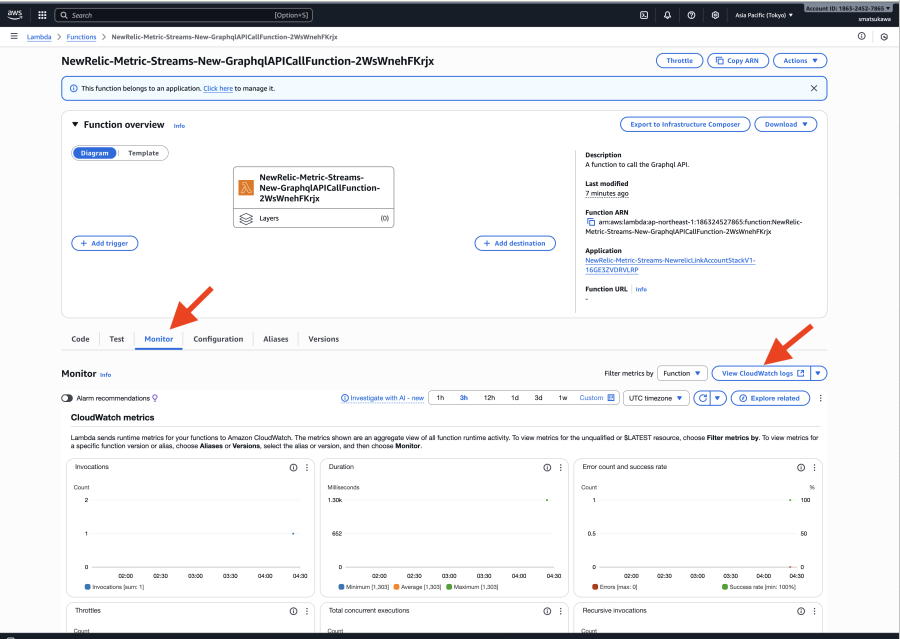 ネステッドスタックで作成されたLambda関数