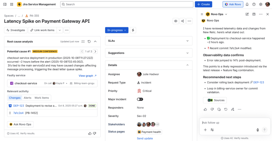 Jira Service Management with New Relic AI Integration