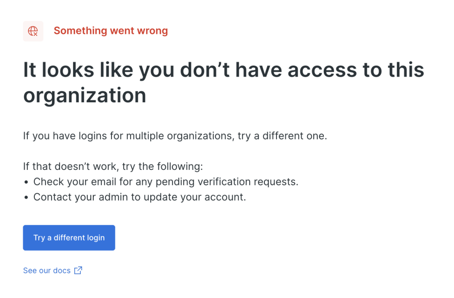 you don't have access to this organization