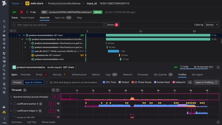 A view within Datadog’s APM dashboard