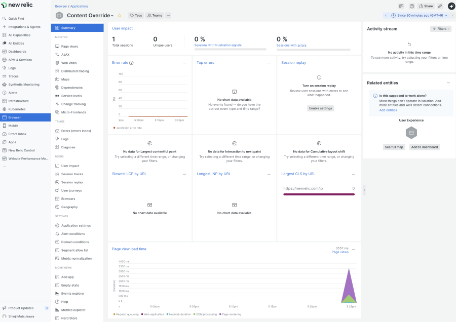 New Relic UI