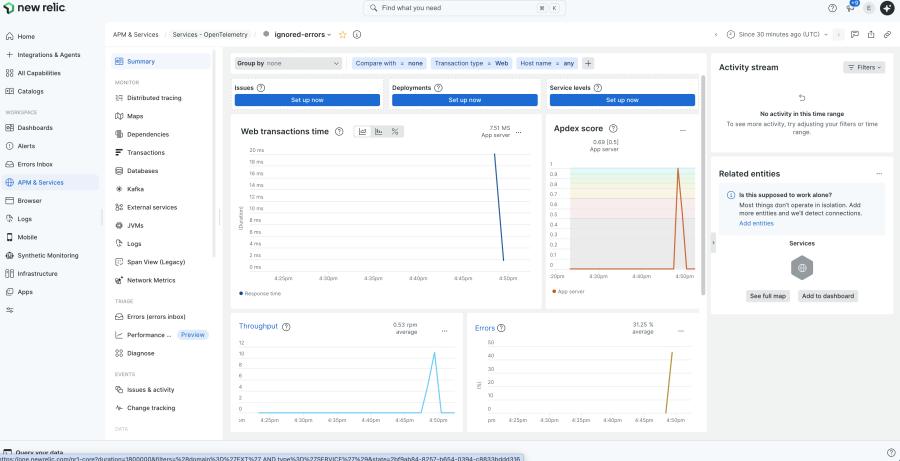  APM & Services / Services - OpenTelemetry - Summary, With Config