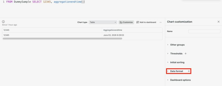 Click on the plus button of the "Data Format" menu