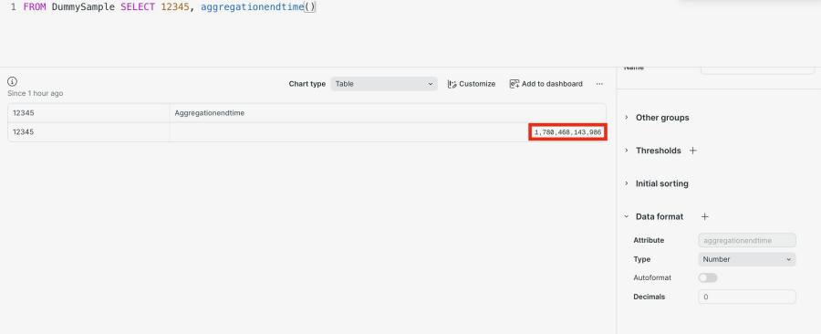 Confirm the data is displayed with the selected data format