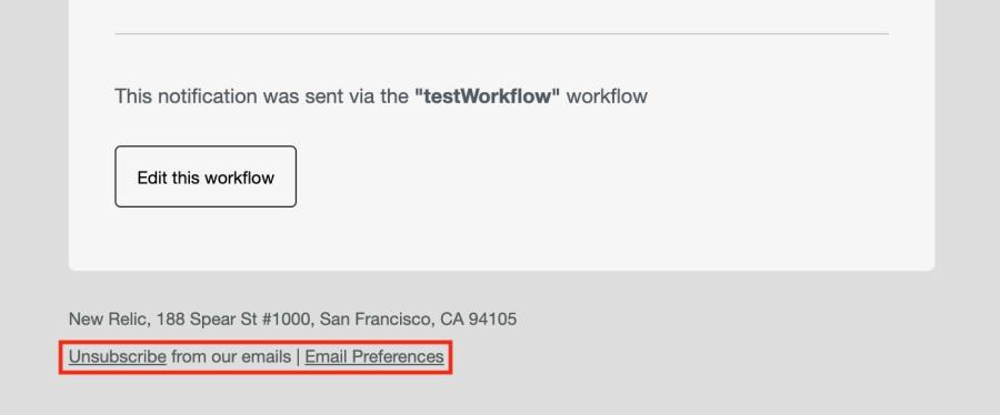 Example of alert notification email message