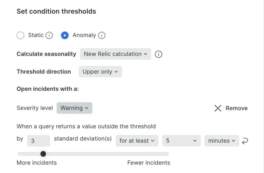 New Relic anomaly detection